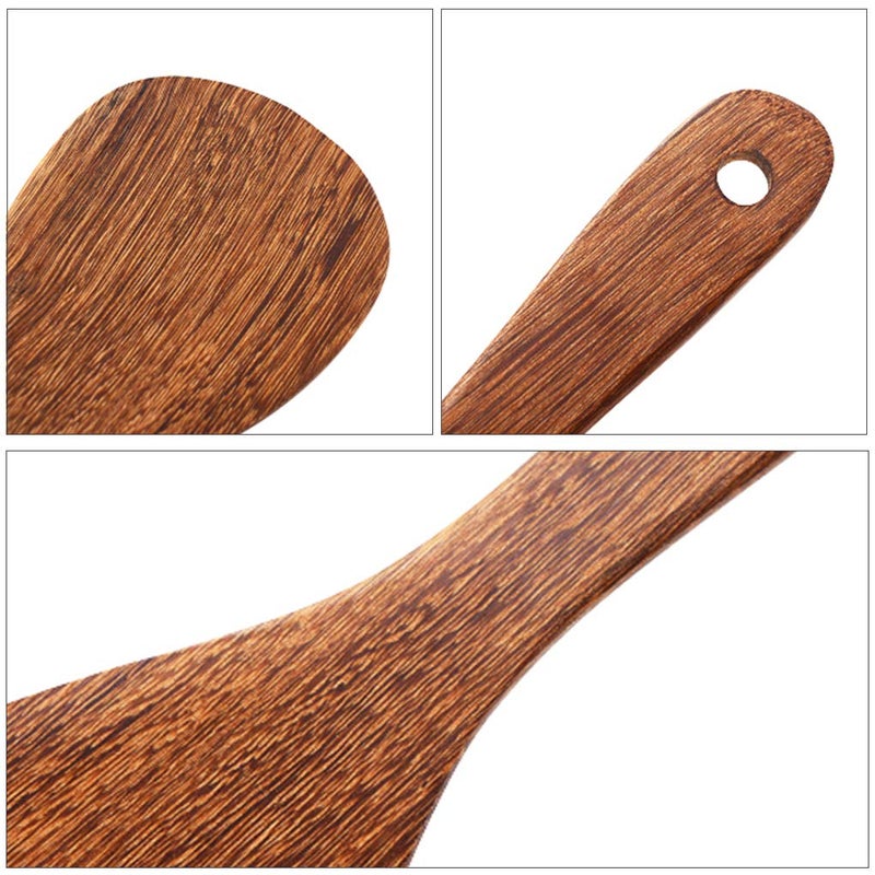 Yimaa 2 Pack Wooden Rice Spoon Rice Cooker Spatula Utensils Wood Rice Paddle Non Stick Rice Spatula Kitchen Cooking Salad Tongs Rice Serving Spoon Set - Image 3